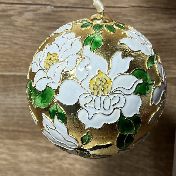 Cloisonné Ornament 2002 Dillards Christmas Tree Decor Red Velvet Box Included - Picture 11 of 12